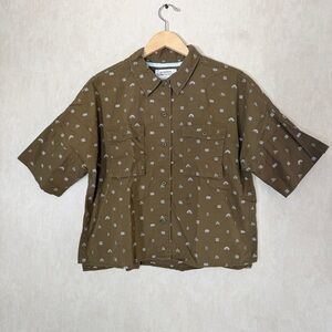 REI Co-op Women’s Trailsmith Button Down Shirt Shortsleeve Printed in Green L